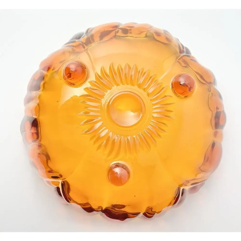 1970s Vintage Large Organic Flower Glass Footed Decorative Serving Bowl 11 1/4”